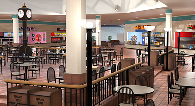 Food Court: Wide Shot 3d background art blender