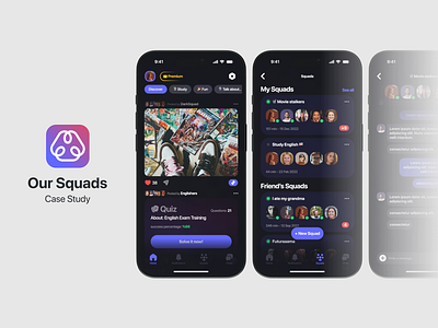 Social App For GenZ (Case Study) case study chat screen clubhouse design for ios genz group chat group games home screen make new friends mobile app mobile app design mobile application product design quiz social app solve quiz study app ui uiux ux
