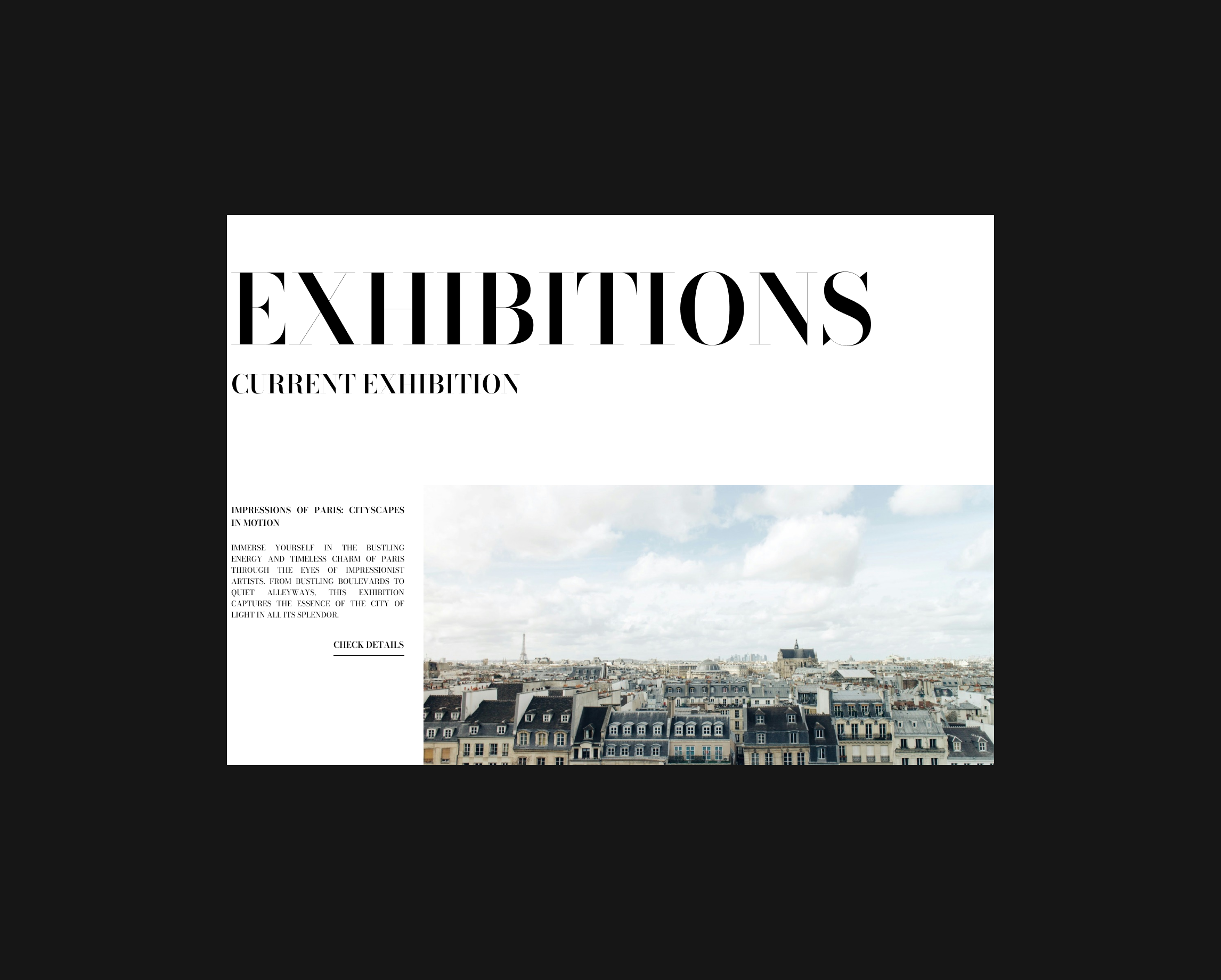 Art Gallery Web Design art gallery design exhibitions page graphic design landing page ui web design