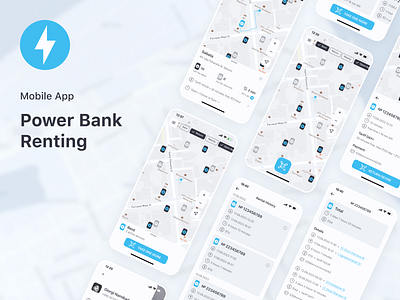 Power Bank Renting Mobile App Design app design interface ios mobile ui ux