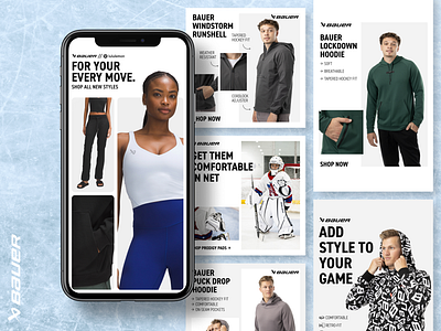 Bauer x Lululemon | Apparel Ads | Paid Social athletic branding design digital ecommerce graphic design hockey luxury sport wellness