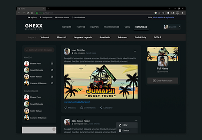 E-sport community - Gnexx dark e sports gamer uiux website