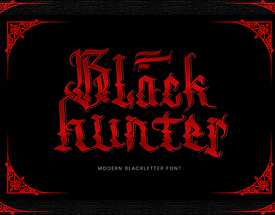 Blackhunter Blackletter Font design font handwritten illustration italic logotype script typeface ui
