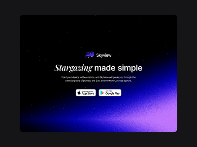 SkyView Landing Page app banner app store framer graphic design play store web web design