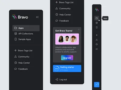 Sidebar navigation menu banner dark mode get started light mode logout menu menu upgrade menus navigate navigation onboarding onboarding steps promotion side side menu sidebar sidebar navigation upgrade web menu