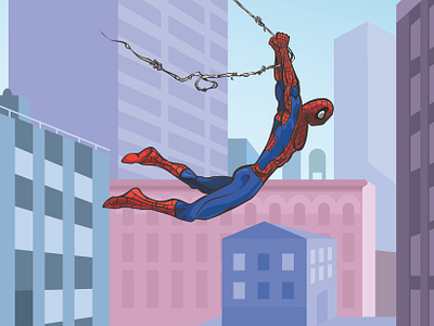 Swing Away city hero illustration man spider superhero swing swinging vector web