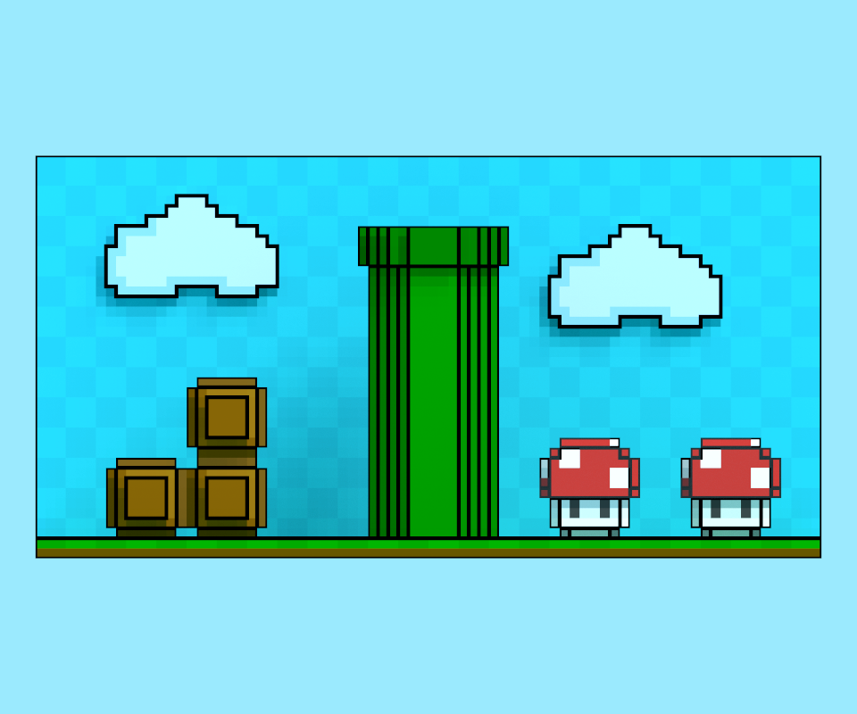 Mario scene in MagicaVoxel magicavoxel mario mushroom pipes pixel scene voxel