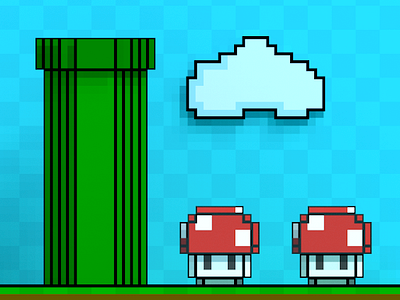 Mario scene in MagicaVoxel magicavoxel mario mushroom pipes pixel scene voxel