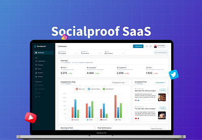 Social Media Management Dasboard case study dashboard management mockup prototype saas social media software as a service tools ui uiux design ux visual design