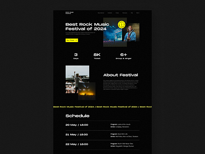 Rock Music Festival Landing Page creative landing page landingui rock rockwebsite ui uidesign userinterface uxui webdesign
