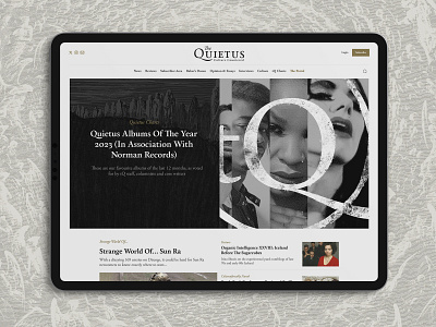 The Quietus - Website design branding design graphic design homepage illustration journalism logo typography ui ux