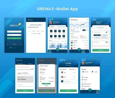 SIRENA Mobile Banking aplication app app design design e wallet finance fnb mobile banking payment portfolio split bill transaction transfer ui ui portfolio uiux design