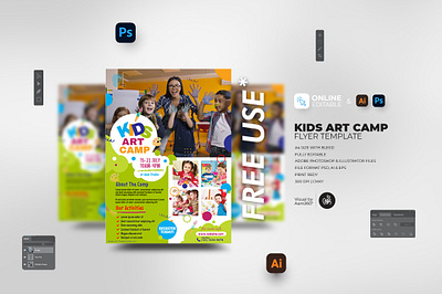 Kids Art Camp Flyer Template aam360 aam3sixty art craft art class poster art competition flyer art contest art day art fest flyer art school flyer art studio back to school craft camp drawing activity drawing class poster template drawing lesson flyer template kids activity kids art camp flyer kids summer art camp