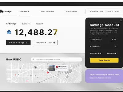 DeFi Savings Account Web App Design 3d animation app branding crypto dapp defi fintech graphic design map mobile modern serif ui