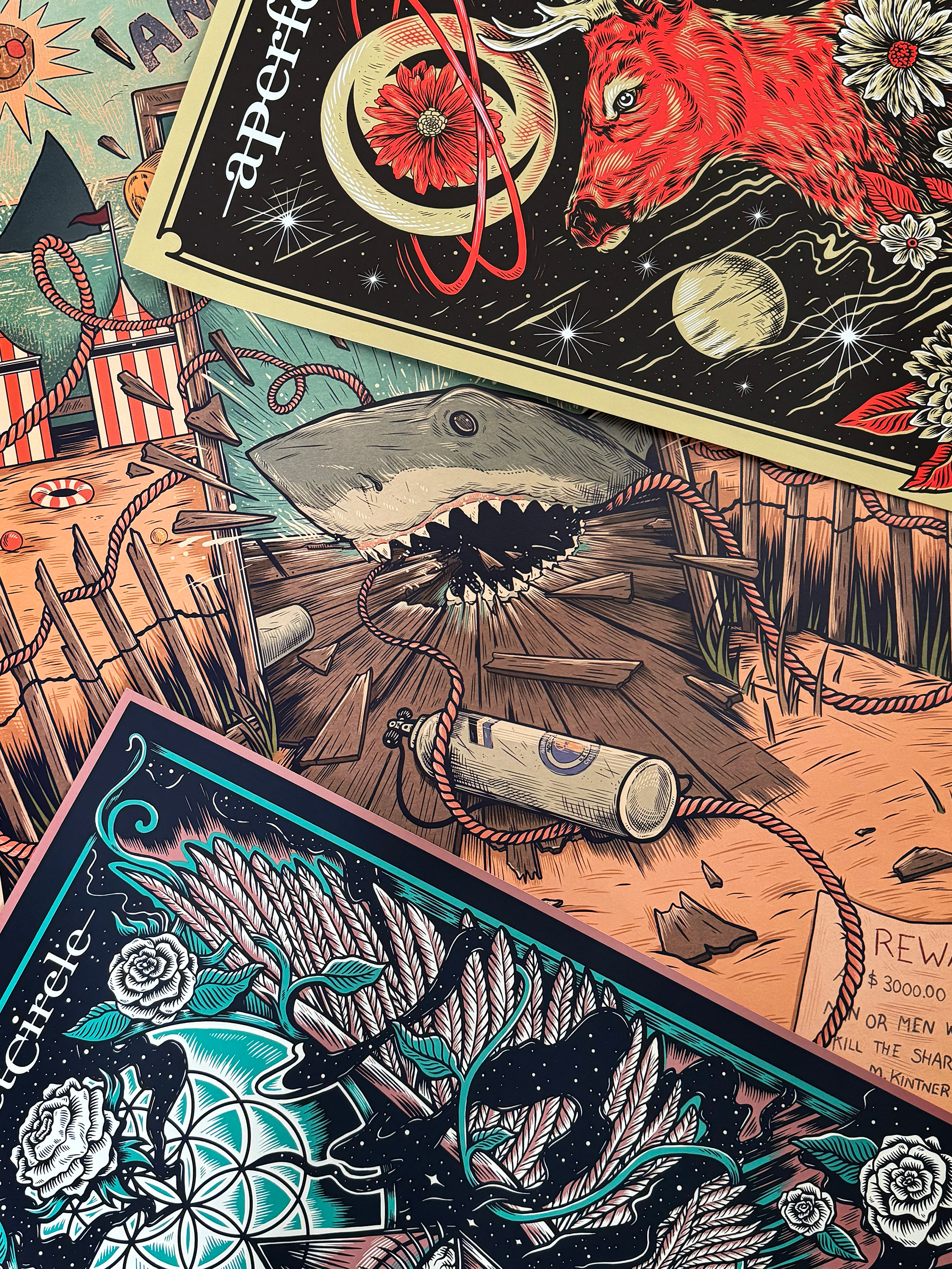 Prints a perfect circle apc art prints illustration jaws movie poster poster art prints screenprints