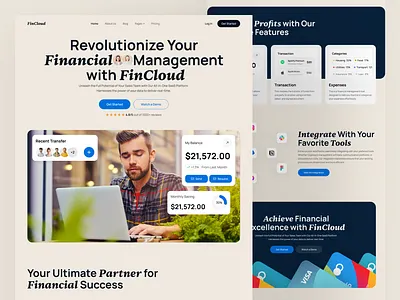 Finance management saas website app b2b banking branding card crm dashboard ecommerce finance graph homepage landing page logo management mobile uiux web web design web3 website