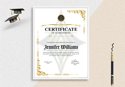 Certificate of Achievement Design Template a4 design design template editable elementary graphic design