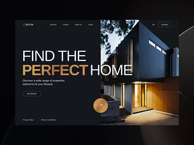 Architecture Studio - Landing Page Design architect architect landing page architectural architecture black building dark design gold home house interior interior architecture landing page portfolio real estate studio typographgy ui ux