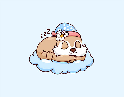 Sleeping Marmot animal baby branding character cloud cute design dream fox illustration logo marmot mascot sleep ui unused