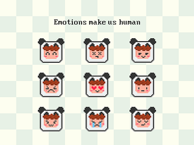Panda pixel boy character design illustration pixel