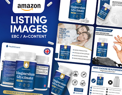 Product listing images design for amazon | Magnesium Glycinate a content amazon ebc amazon listing amazon listing images ebc design infographic listing images magnesium glycinate product infographic supplement