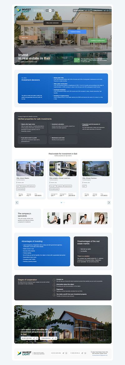 Real estate investments in Bali investment landing page real estate web design web site