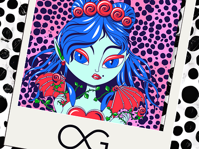Author's NFT Solana for Creative Community OG 🥀 angel art beauty character demon design face fairy girl happy illustration magic nft person print rose sexy vector witch woman