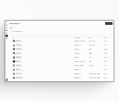 Users & Teams Dashboard - UI inspiration branding dailyui minimal ui