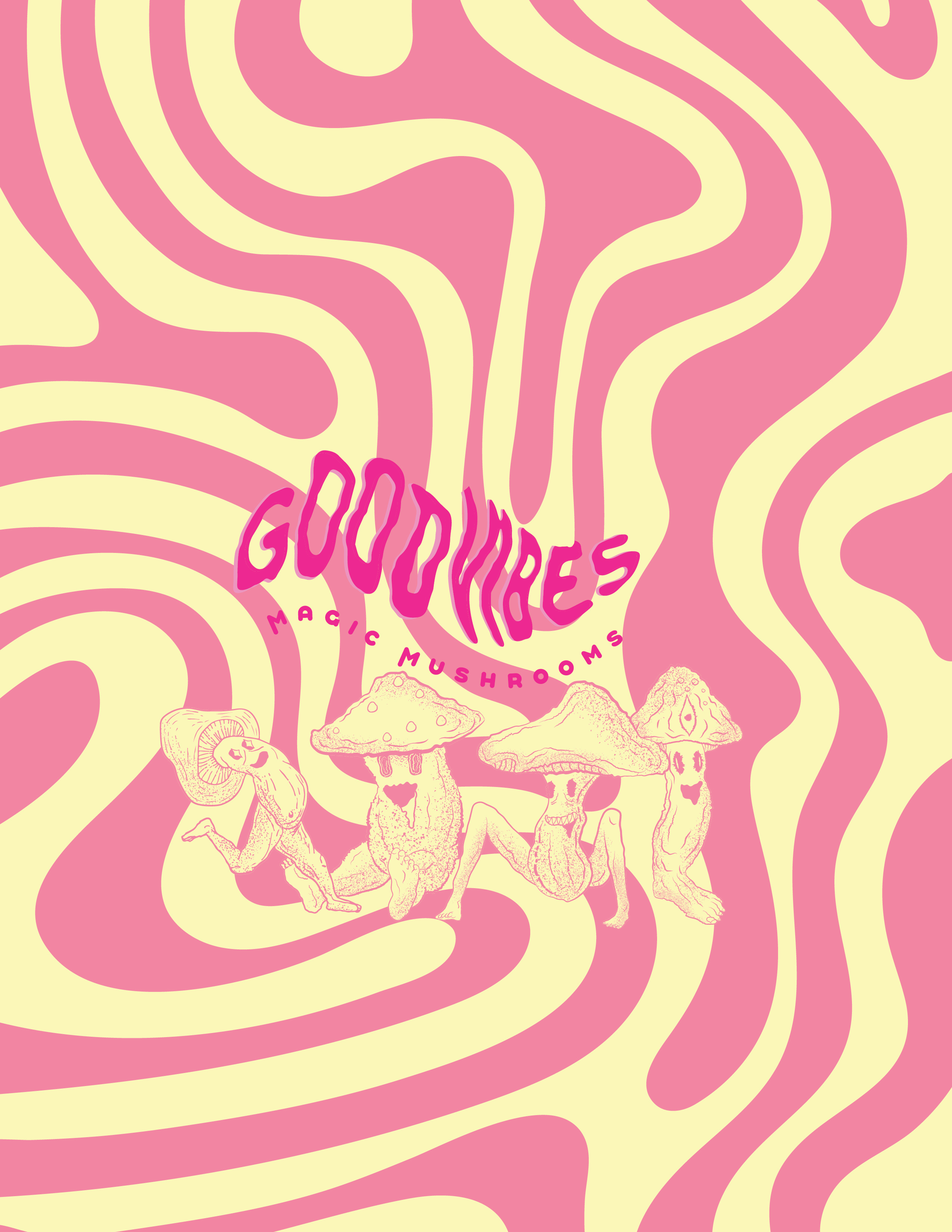 Good Vibes Magic Mushrooms branding graphic design illustration logo packaging