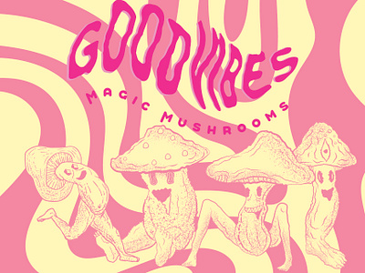 Good Vibes Magic Mushrooms branding graphic design illustration logo packaging