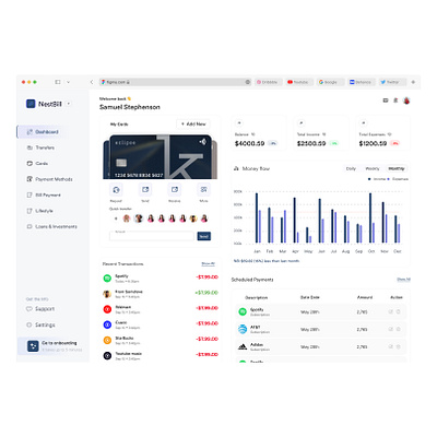 Here’s an overview of a finance web app concept. app b2c design saas ui ux