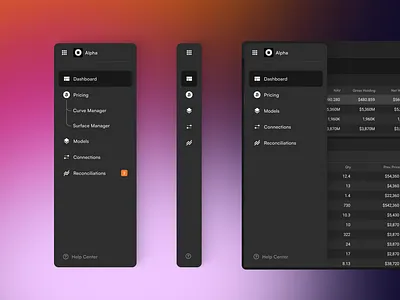 Side menu concept crypto saas sidemenu ui ux
