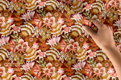 Warm colors floral pattern design fabrics flowers illustration seamless pattern vector wallpaper
