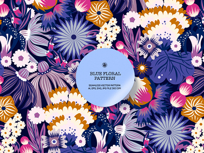 Blue Floral Pattern design flowers pattern seamless pattern vector vectorart wallpaper