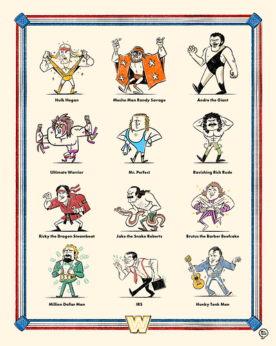 WWE Eras Posters cartooning character design cpg graphic design illustration