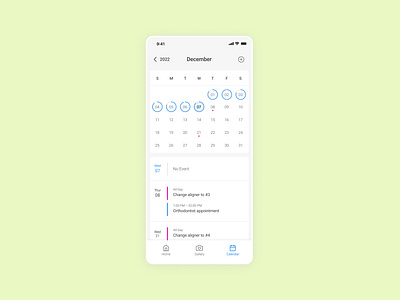 Daily UI#038: Calendar app daily ui dental ui visual design