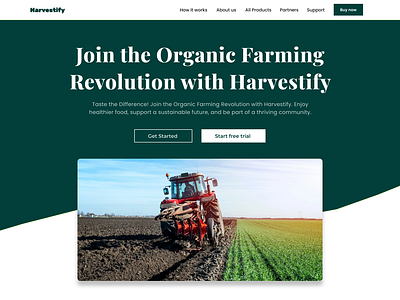 Harvestify | Full Landing Page agriculture b2b b2c bran farming fruits graphic design harvest harvestify landing page organic food ui ux vegetables website ui