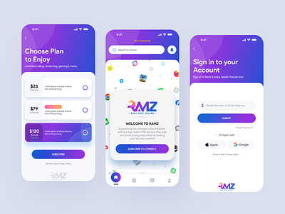 Ramz VPN app branding design interface logo mobile ui ux vpn