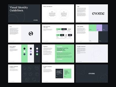 Evome Consulting - Visual Identity Guidelines brand brand application brand guidelines branding coaching brand coaching branding color palette design graphic design graphic elements icon logo new branding visual identity