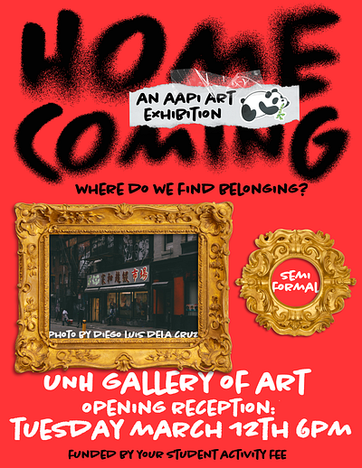 Homecoming: Where Do We Find Belonging? - AAPI Art Exhibition aapi art exhibition design graphic design typography