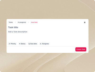 Create new task modal design task ui