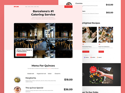 Catering Service Restaurant Website Design catering orders catering service chef specials event catering food services menu display online booking restaurant website