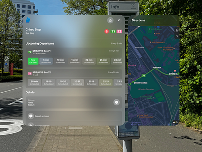 Spatial Bus Stop - Day #1 of Spatial Design Month application ar bus stop design public transport ui ux vision pro