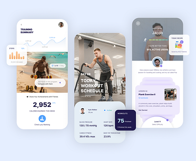 Fitness Tracking App activity monitoring exercise log fitness analytics fitness app fitness app prototype fitness tracking gym app health wellness health app design meal planning mobile app personal trainer ui design uiux wellness app workout planner workout tracker