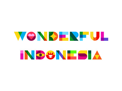 Wonderful Indonesia colorful custom type font illustration indonesia lettering type typography