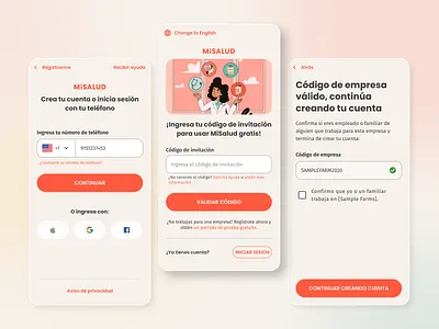 MiSalud Passwordless Login authentication design login password product design signin telehealth ui ux uxui visual design