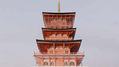 Seiganto-ji temple 3d architectury blender japanese nacho falls temple