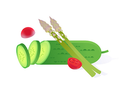 Veggies 2d cucumber design flat food illustration illustrator vector vegetables veggies
