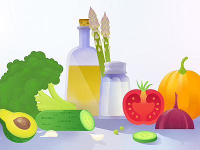 Food ingredients 2d design flat illustration illustrator ingredients recipes vector veggies