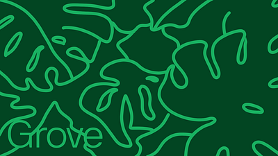 #08 - Grove abstract green illustration linework monsterra plants typography